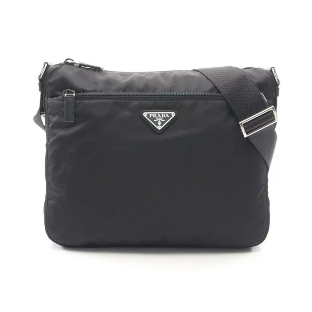 Prada VELA Shoulder Bag Saffiano Leather Black